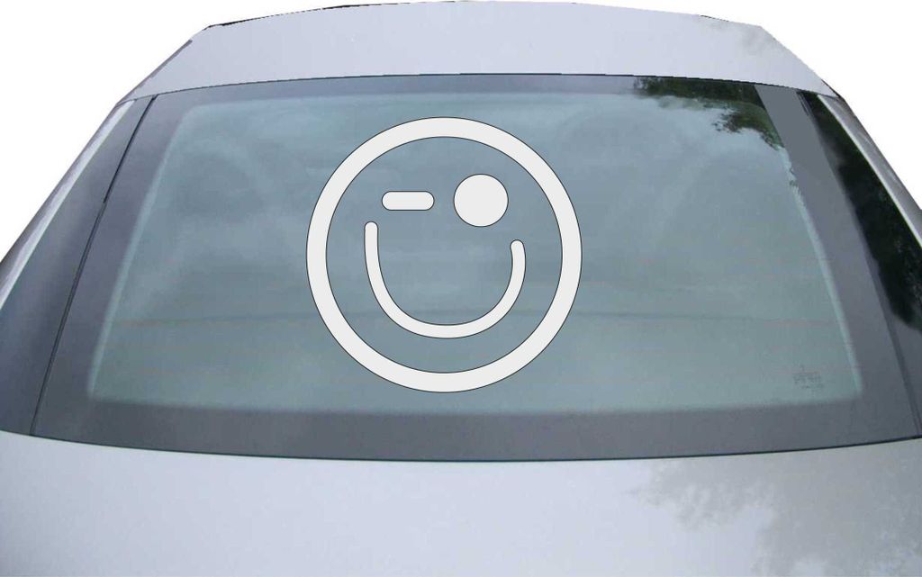 Indigos UG - Aufkleber Heckscheibe & Motorklappe DE2488 - silber - 600x600 mm - Zwinker - Smiley - Auto Scheiben Fenster Heckklappe Tuning Racing J...