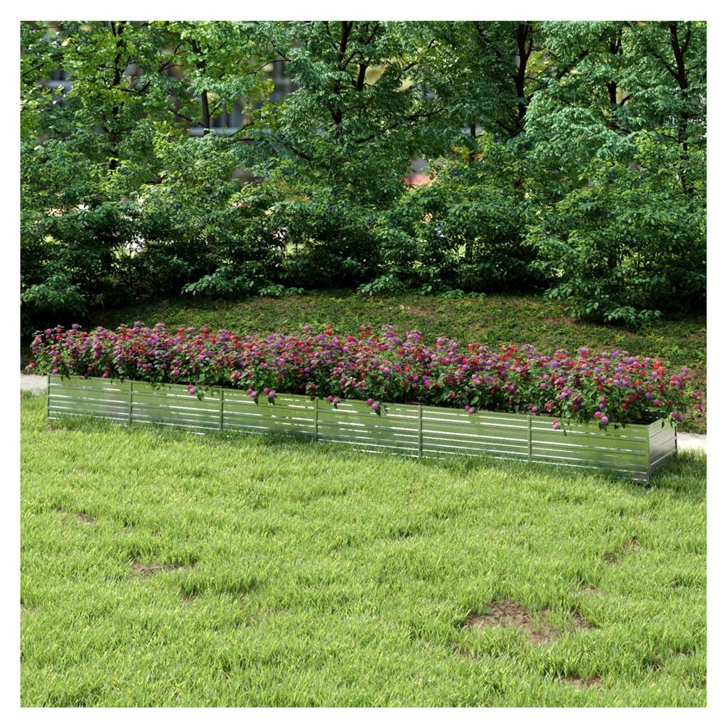Garten-Hochbeet 600x80x45 cm aus verzinktem Stahl in Silber