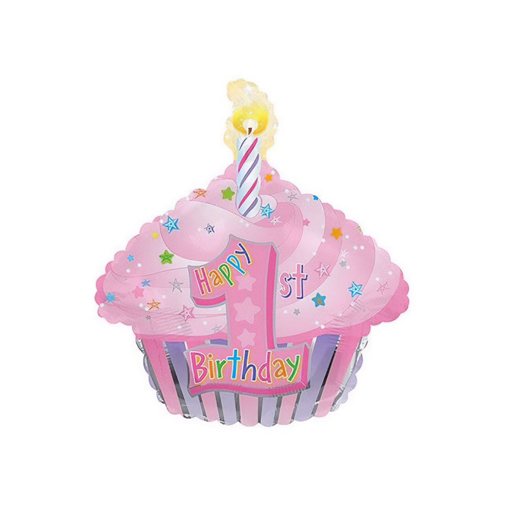 Creative Party - Cupcake - Folienballon, 1. Geburtstag - Folie SG32119 (Einheitsgröße) (Pink)