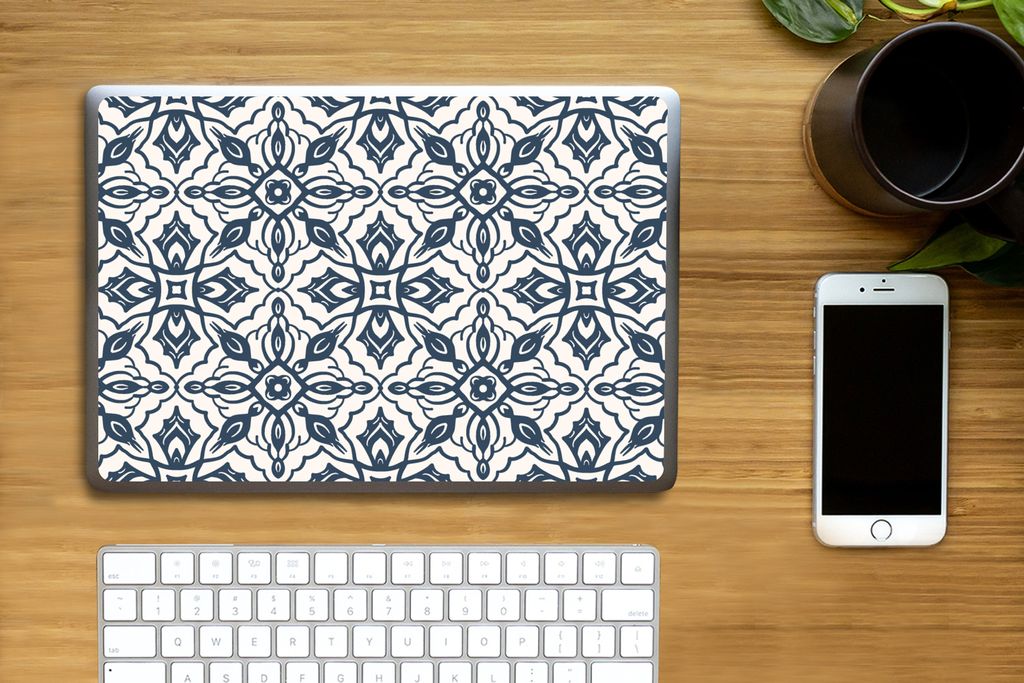 MuchoWow Laptop Aufkleber Sticker Cover Muster - Mandala - Blau 30x22 cm - Laptop-Sticker
