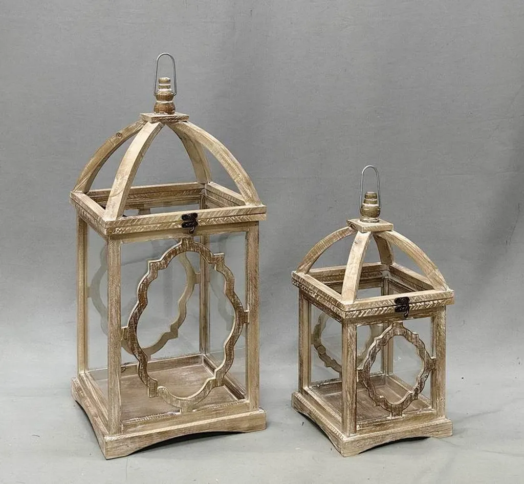 Lanternes LOKKE en Bois Clair Design Naturel - Duo Grand Format de 60cm