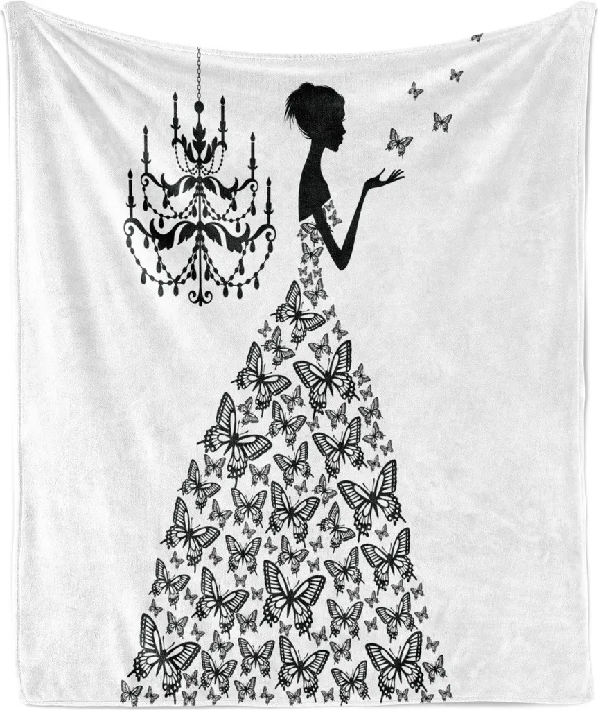 ABAKUHAUS Coperta Pile Flanella Love Country Wedding 125x175 cm Grigio