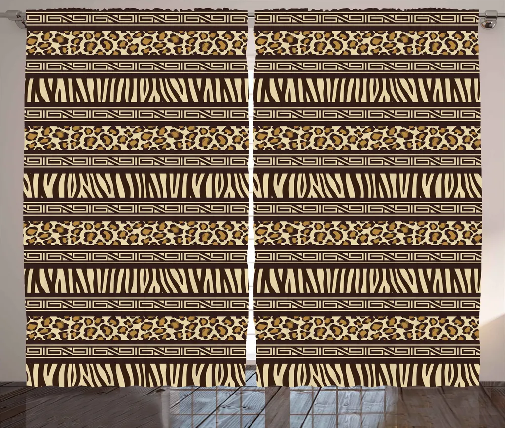 Rideau Ethnique à Boucles et Crochets 280x225cm Tissu Rustique Résistant