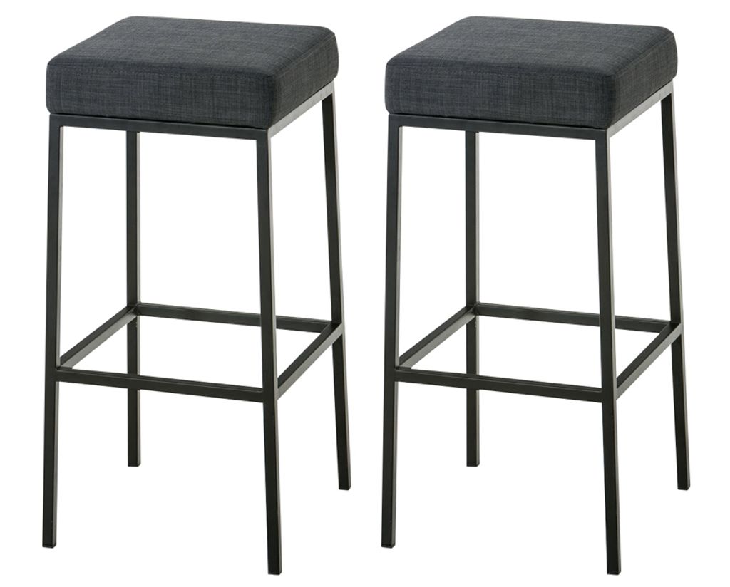 2er Set Barhocker HLO-CP41 80 Stoff schwarz dunkelgrau