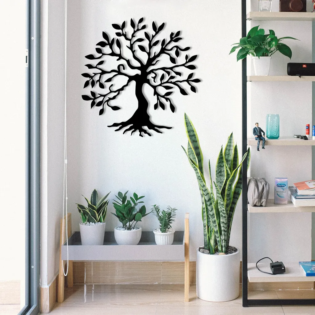 Wallity ENZ1113 Albero in Metallo Nero 60x60 - Arredo Casa Moderno