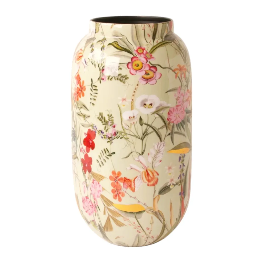 WinQ Vase en métal motif floral Ø16cm H31cm pour décoration romantique - 5