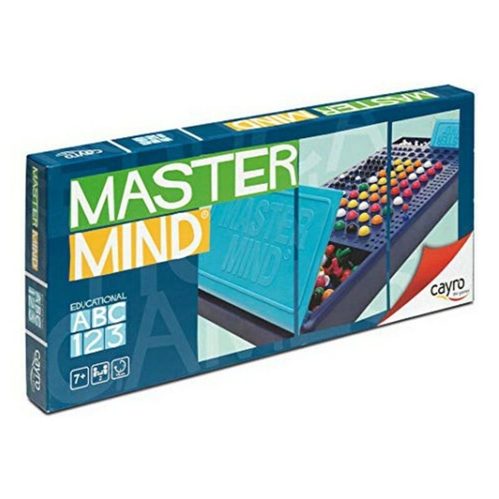 The image shows the packaging of the Master Mind game with colors.