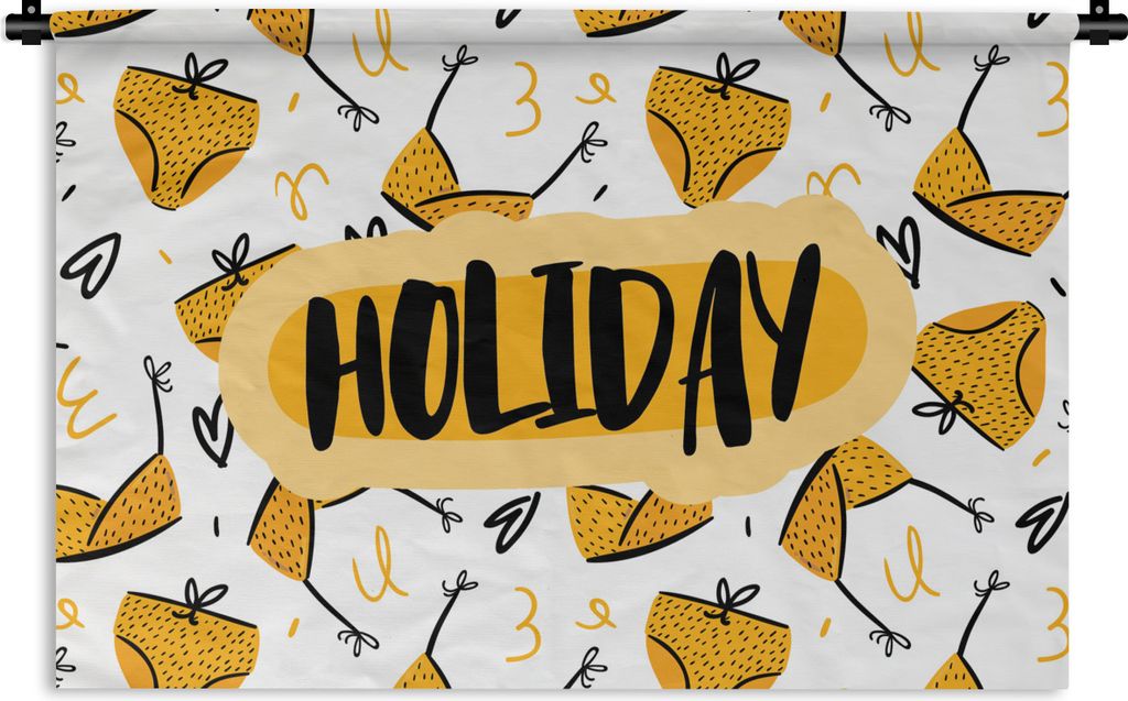 MuchoWow Wandteppich Wandbehang Sommer - Gelb - Bikini 90x60 cm Tapisserie Dekoration Wandtuch - Wandskulpturen - Bildteppich