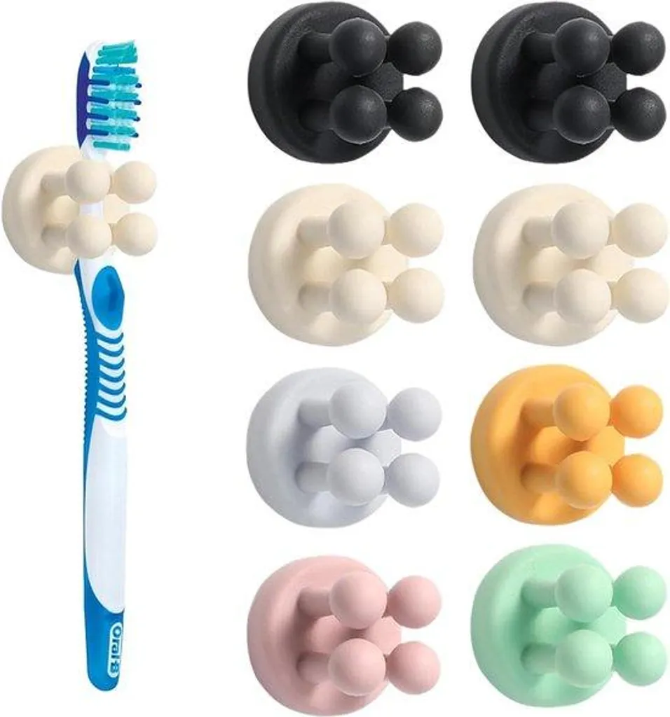 Rangement mural brosse à dents silicone pour famille 8 emplacements