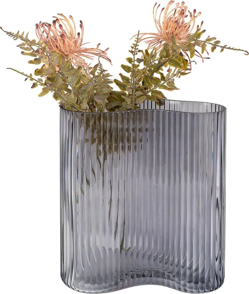 Vase Karina en verre fumé 20 cm - Design épuré et finition grise