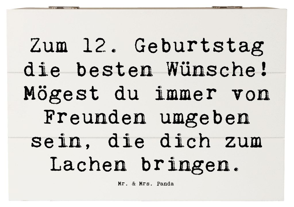 Mr. & Mrs. Panda Box Spruch 12. Geburtstag Wünsche 22 x 15 cm - Weiß - Geschenk, Holzkiste, Erinnerungsbox, herzliche Botschaft, Happy Birthday, ...