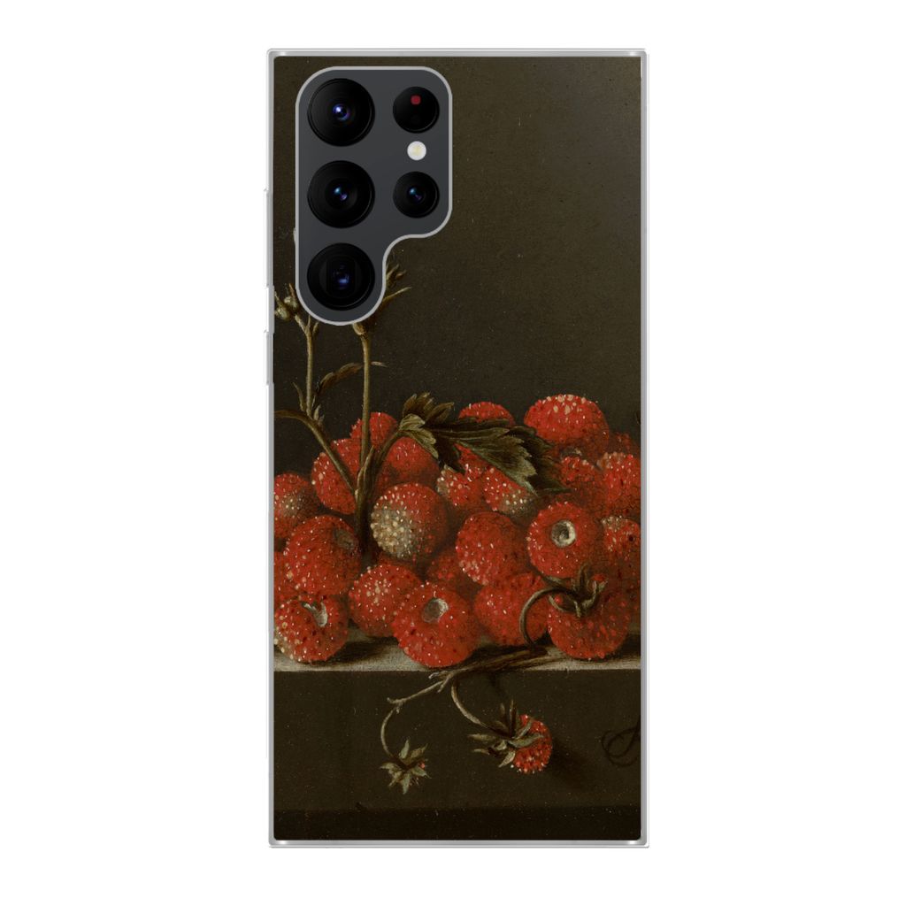 MuchoWow Handyhülle Schutzhülle Hülle für Samsung Galaxy S22 Ultra Stilleben mit Walderdbeeren - Gemälde von Adriaen Coorte Silikon Softcase...
