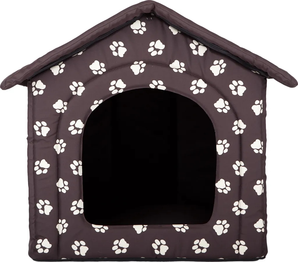 Letto Casa per Gatti e Cani Taglia M - Design Grotta Marrone Zampe