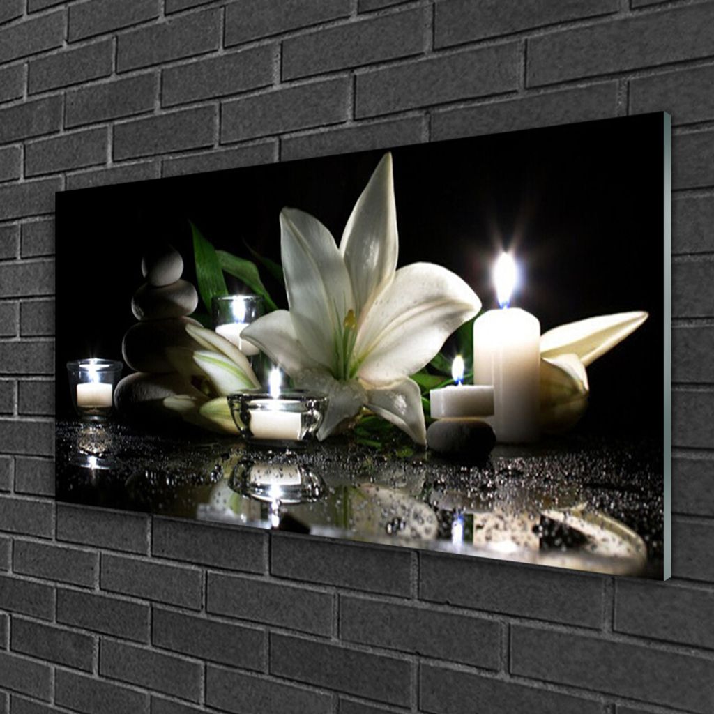 Glasbilder 100x50 Wandbild Druck auf Glas Blume Steine Pflanzen 