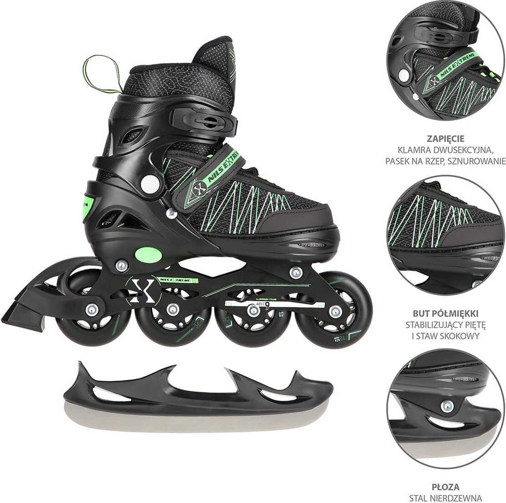 Nils Extreme NH11912 2in1 Green 39-42 Inline-Skates Produktbild 
