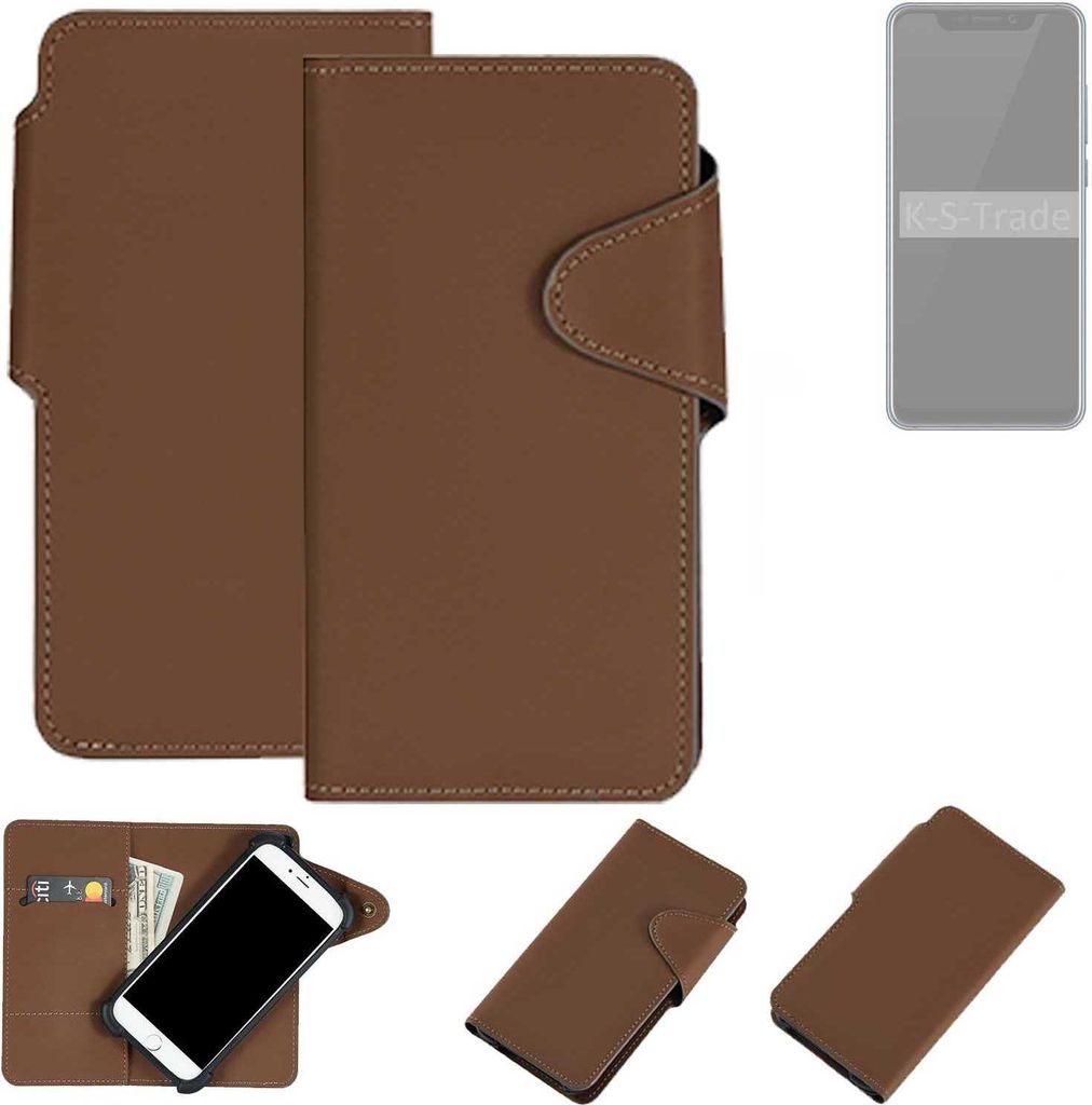 K-S-Trade Schutzhülle Klapphülle Kunstleder für ZTE Axon 9 Pro braun Handy Hülle Wallet Case