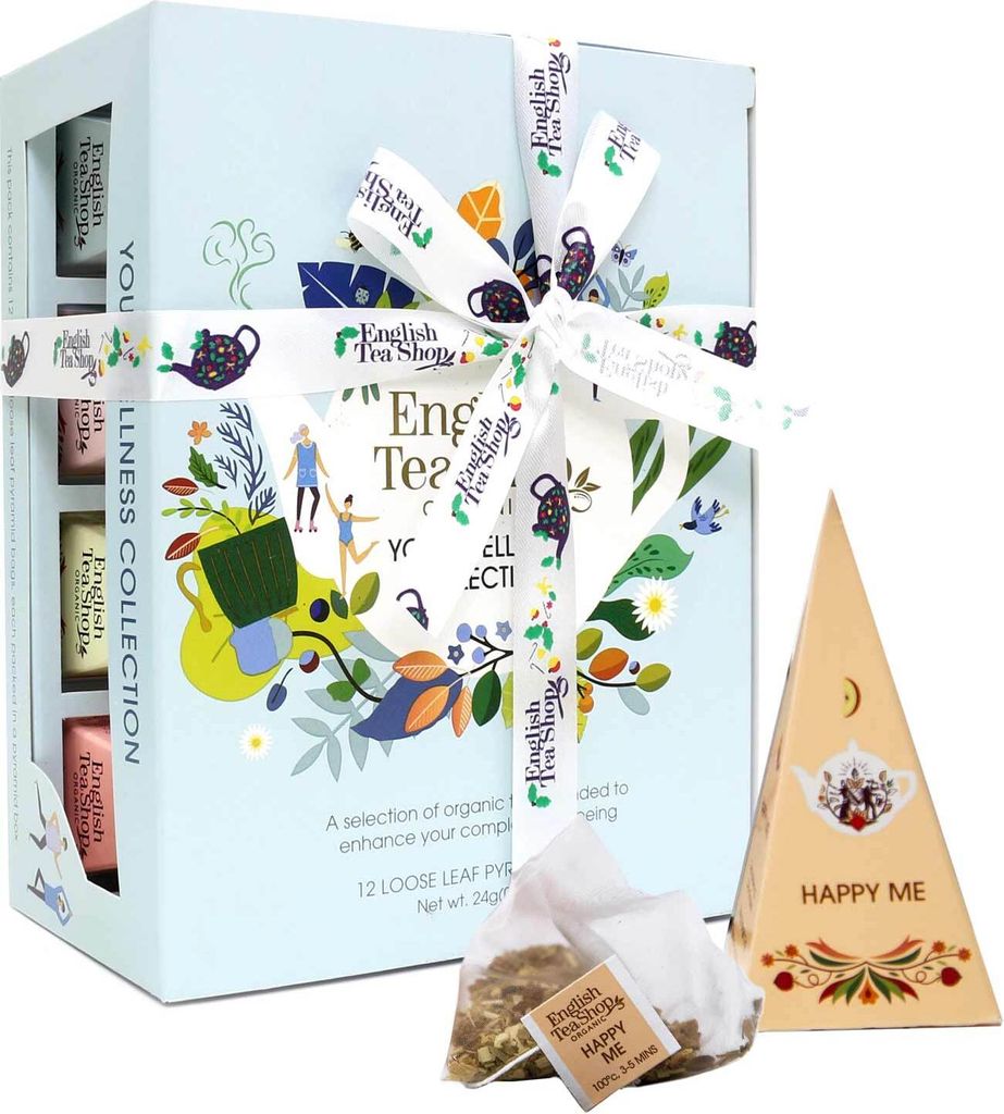 ETS - Teegeschenk mit Schleife "Wellness Tee Kollektion", BIO, 12 Pyramiden-Beutel