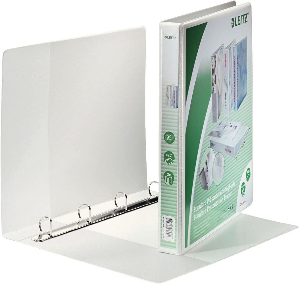 LEITZ Präsentations Ringbuch A4 Überbreite weiß 4 D Ring Rückenbreite: 38 mm