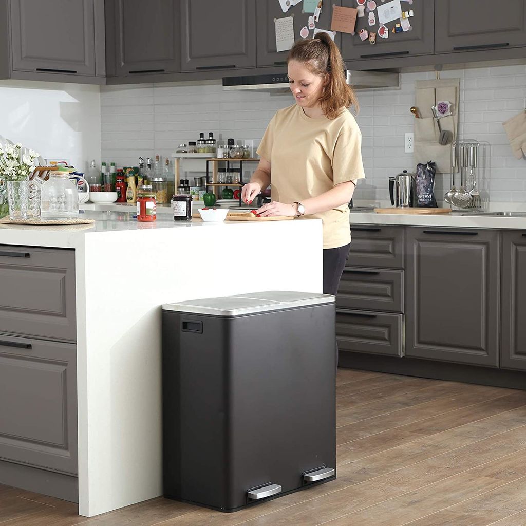 SONGMICS Mülleimer Mülltrennsystem, mit 2 Fächern, 2 x 30 Produktbild 17