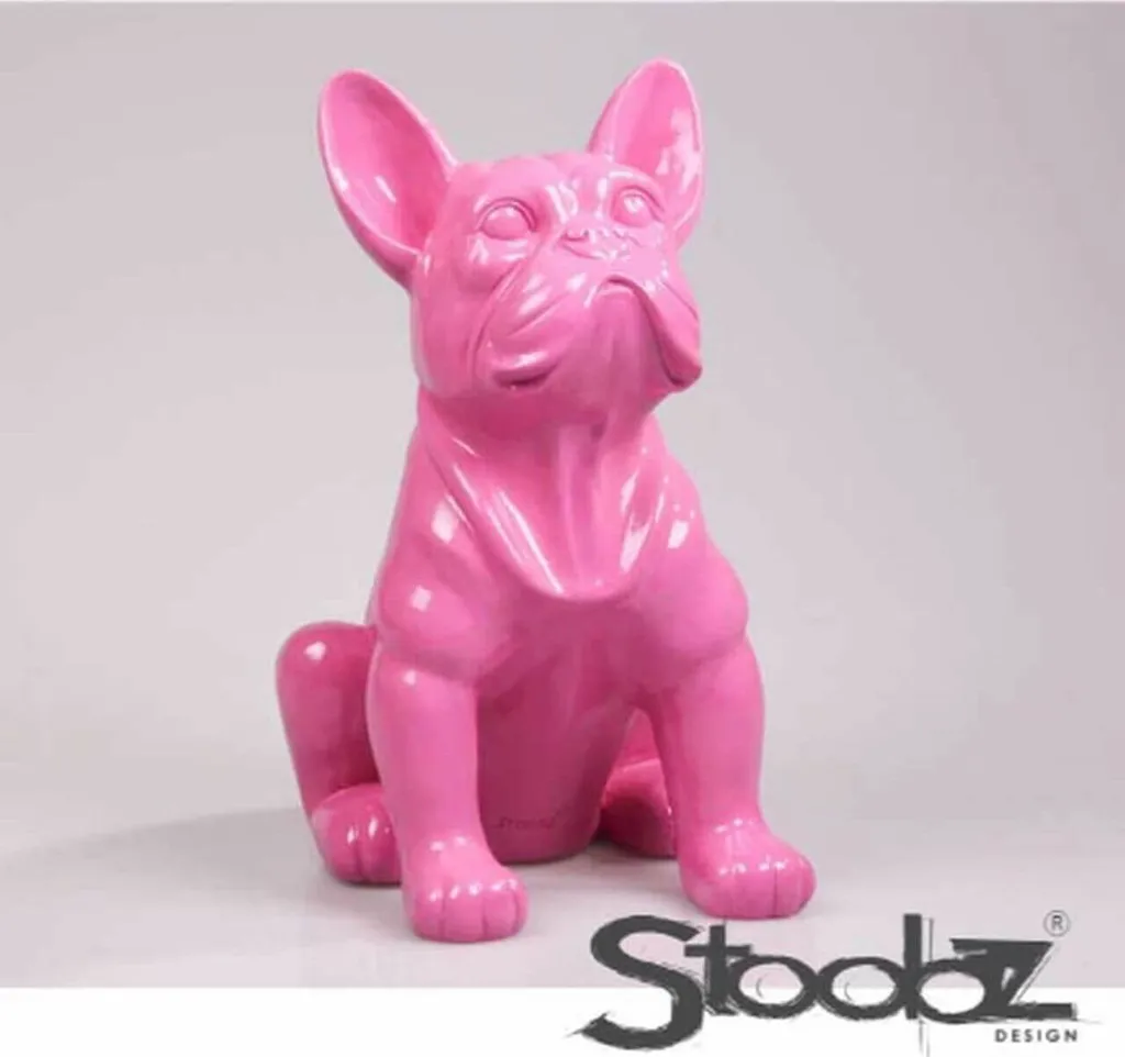 Chien Bouledogue Français 37cm - Sculpture Multicolore Finition Glossy