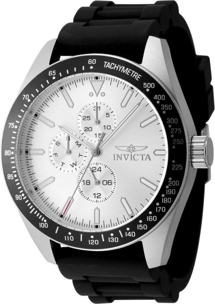 Invicta Aviator 48855 Herren uhr - Wasserdicht - Analog - Quarzuhrwerk - Edelstahl mit silbernen zifferblat - 45mm