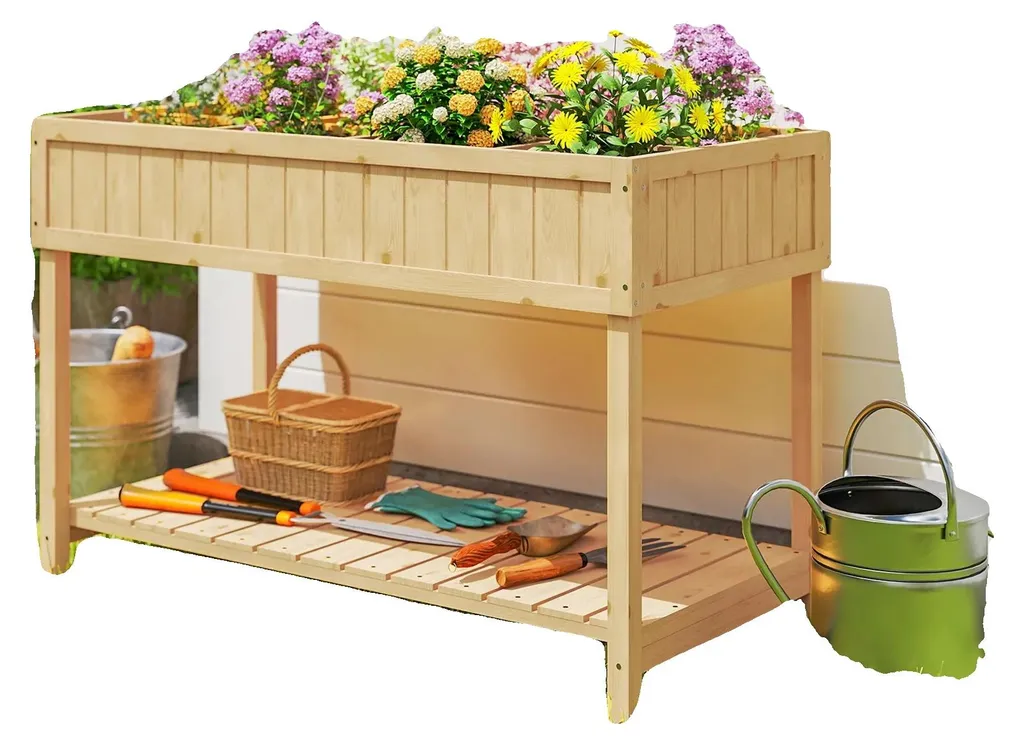 Jardinière extérieure résistante en bois non toxique de 110 x 46 cm