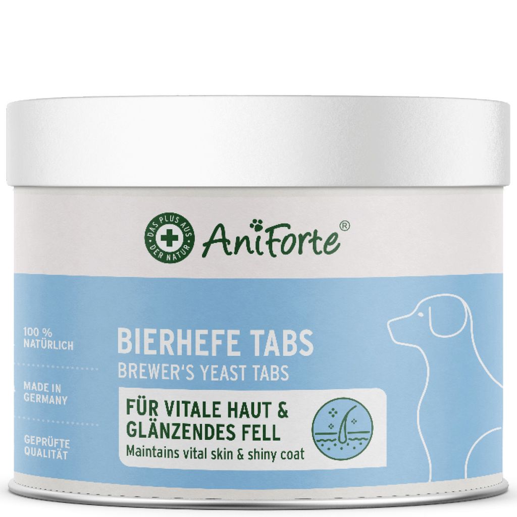 AniForte Bierhefe Tabs für Hunde 500 Stück – Natürliches Vitamin B für Hunde, mit Folsäure & Biotin, für glänzendes & kräftiges Fell, vit...