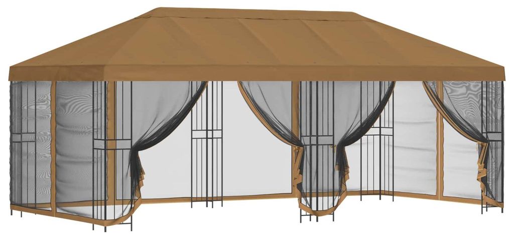 Pavillon mit Seitenwänden 6 x 3 m Beige Polyester und Stahl 190