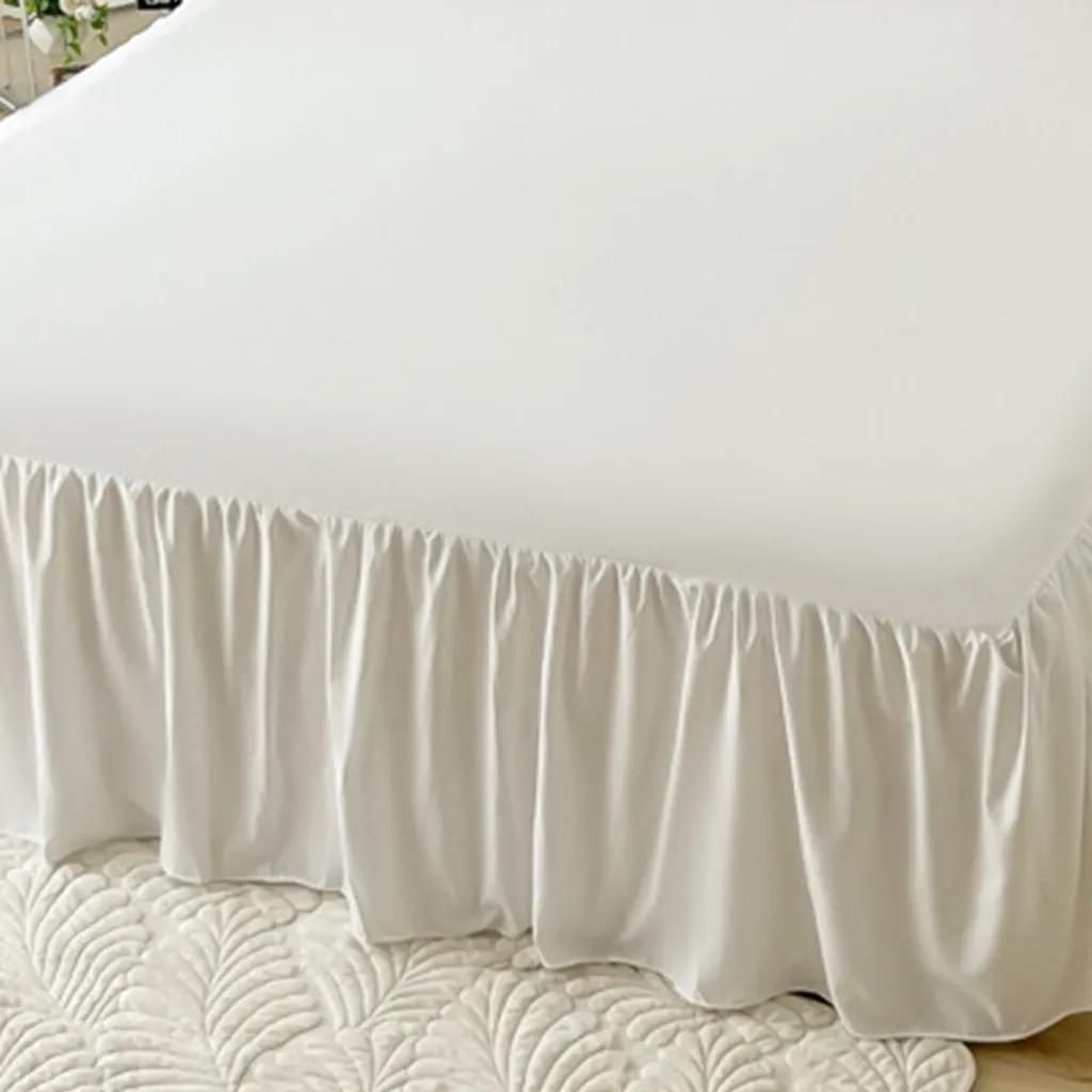 Betthusse, Eleganter Bettrock 180 x 200 cm mit Rüschen Höhe