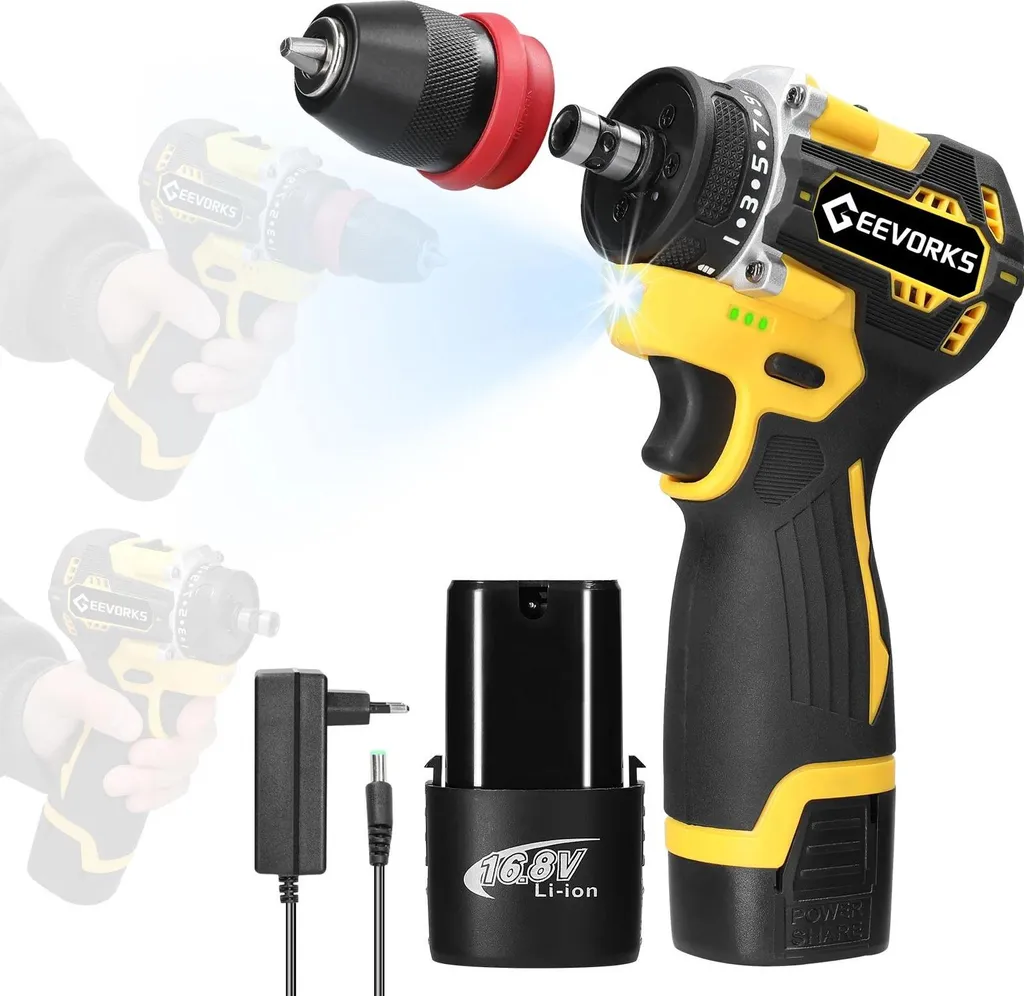 Visseuse sans fil pour montage de meubles et perçage 16,8V Moteur Gold