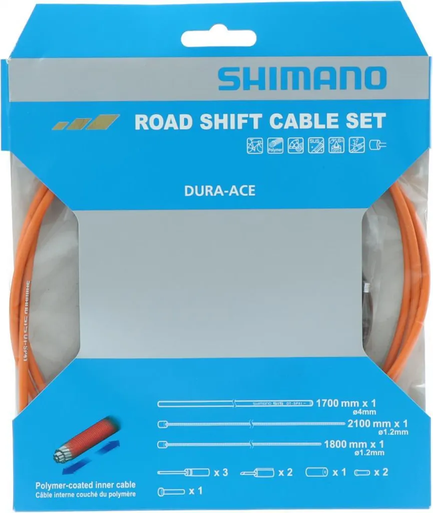 Kit câbles Shimano Road polymère orange pour passage de vitesses