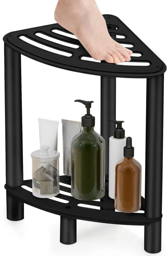 Tabouret de douche antidérapant Mental avec espace de stockage noir