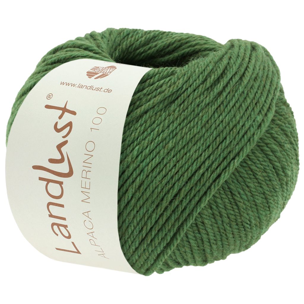 A ball of green yarn with a label.