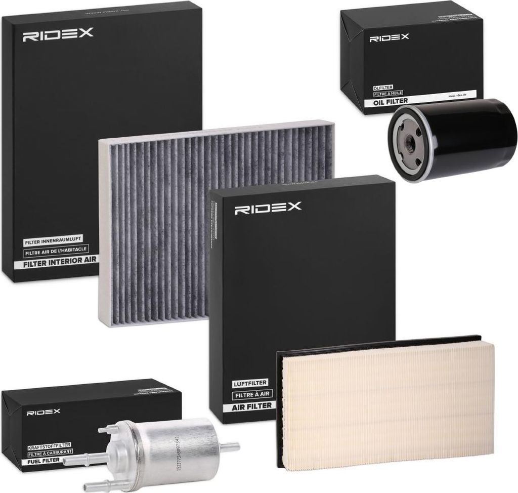 RIDEX Filterset Inspektionspaket Filtersatz für VW Golf IV Schrägheck (1J1) Golf VI Variant (AJ5) Bora Limousine (1J2) Bora Variant (1J6) für SEAT