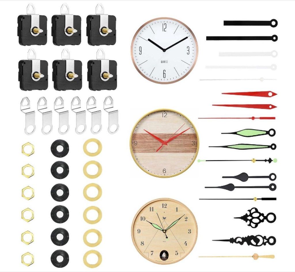 6er Set Quarz Uhrwerke mit Zeigern für DIY Wanduhr Produktbild 