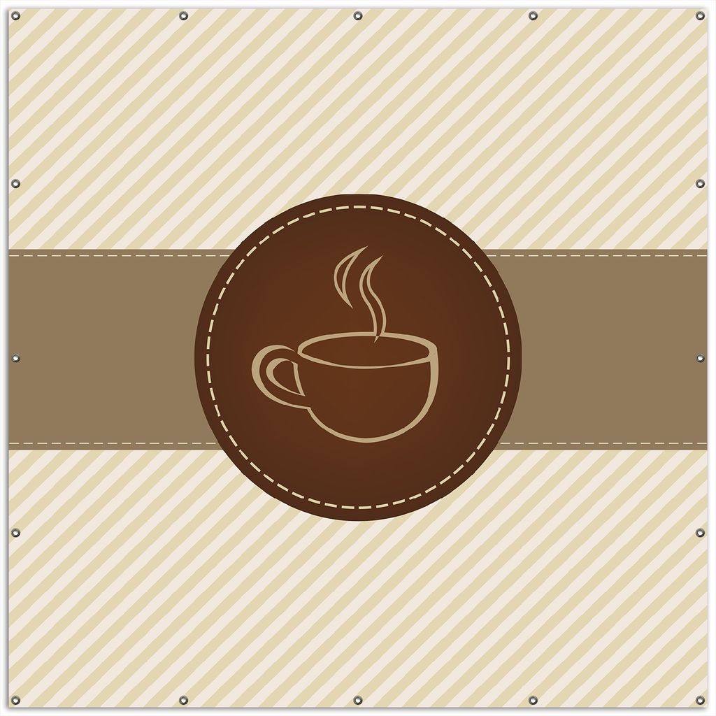 Wallario XXL Outdoor-Poster für Garten oder Balkon, Motiv Kaffee-Menü - Logo Symbol für Kaffee, in ca. 200 x 200 cm