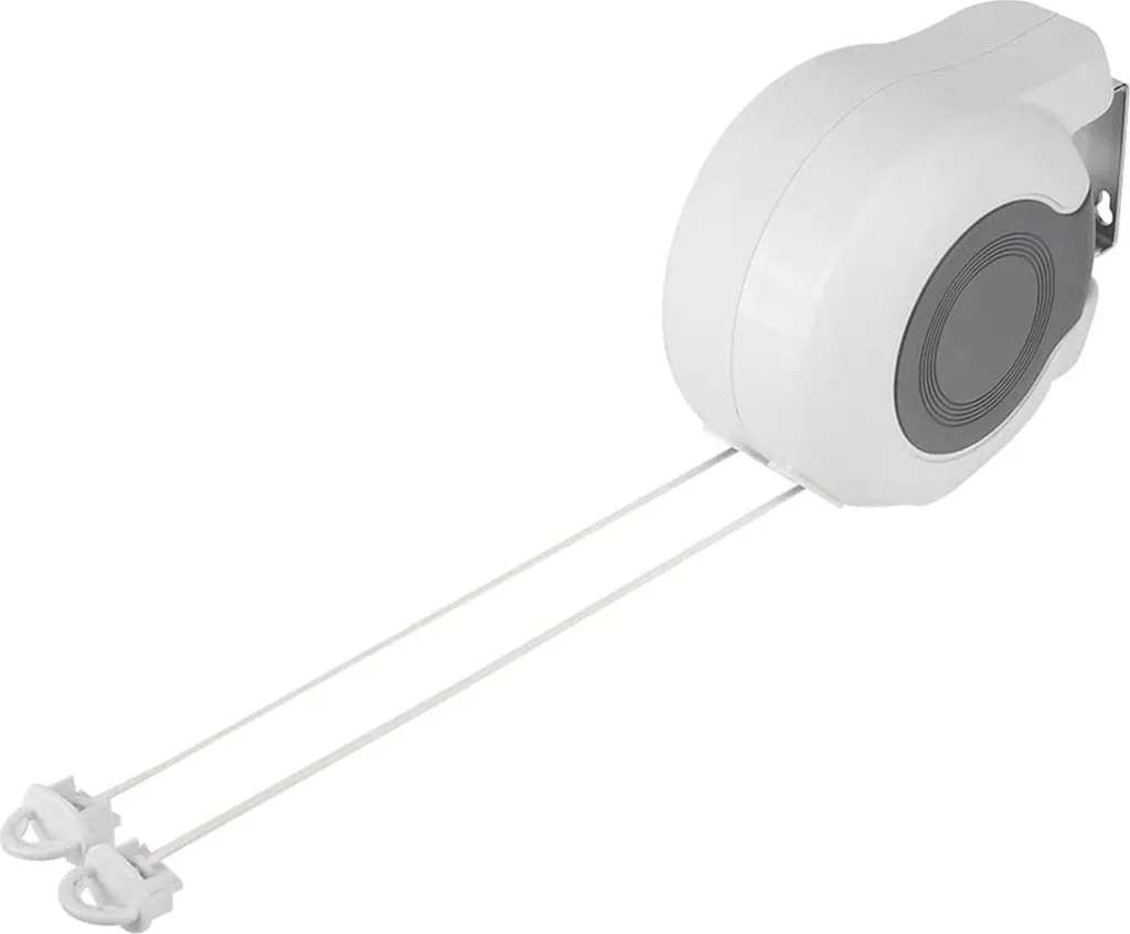 Double corde à linge extensible 30m - Étendoir mural blanc et gris - 3