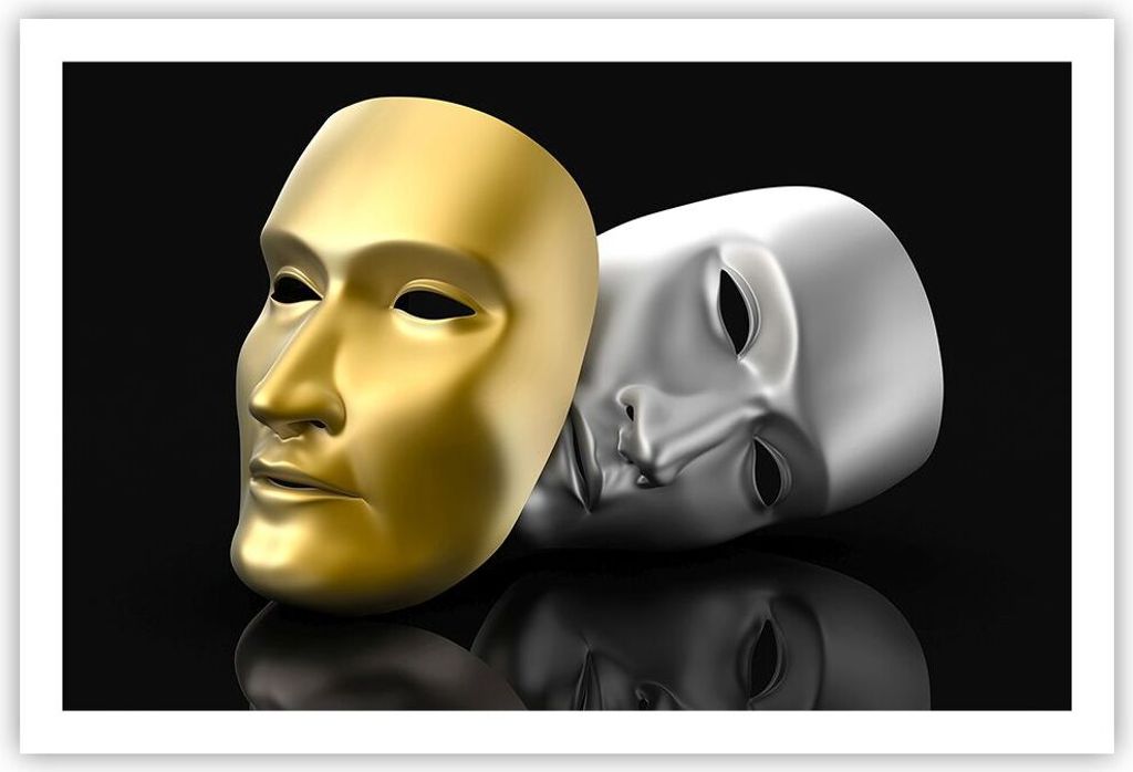 Poster - Poster ohne Rahmen - Maske Theater Bühne Schauspieler - 91,5x61 cm - Wand Bild - Wanddeko - Wandbilder - Kunstposter - Wandposter - Bilde...