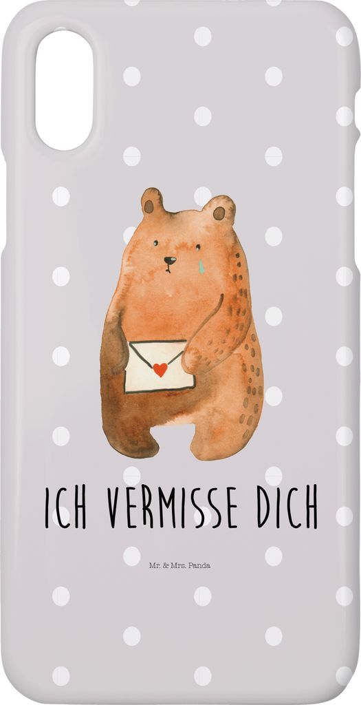 Mr. & Mrs. Panda Iphone 10 Handyhülle Bär Liebesbrief - Grau Pastell - Geschenk, Teddy, Cover, Hülle, Partner, Handy, Sehnsucht, X, Vermissen, F...