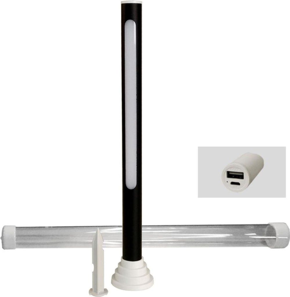 Harms Stableuchte LED Akku Campingleuchte USB Dimmer Powerbank IP65 Erdspieß Alu 31cm