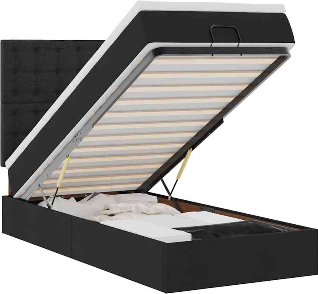 vidaXL Ottoman-Bett mit Matratze Schwarz 90x190 cm Stoff