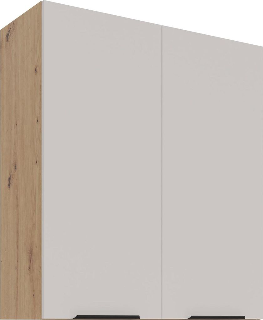 Küchen Hängeschrank 80 cm Küche SOLANO Kaschmir beige matt + Eiche Artisan matt Küchenzeile Küchenblock Küche Einbauküche