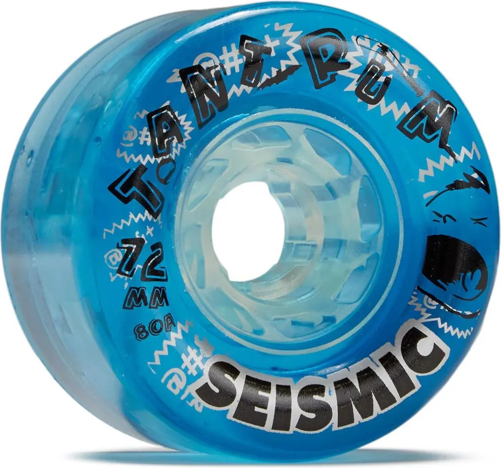 Roues de Longboard Seismic Tantrum 72mm 80a en Uréthane Bleu Translucide