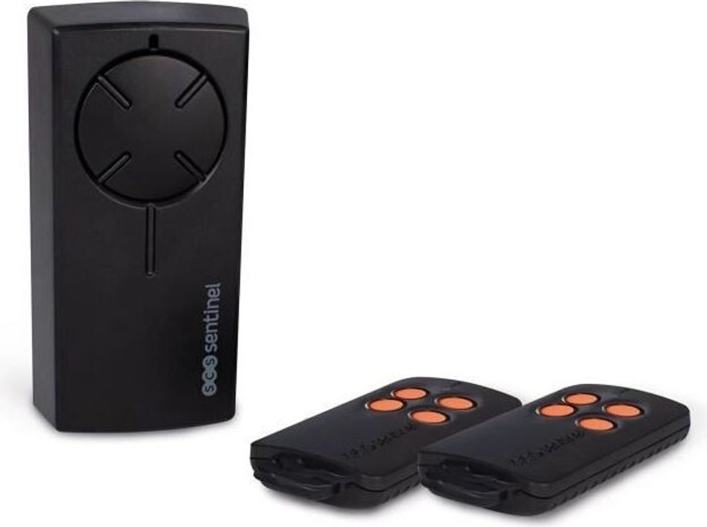 SCS SENTINEL Universal-Funkempfänger-Kit – 12/24 V – mit 2 Fernbedienungen, orangefarbenen Tasten – RadioGate Kit