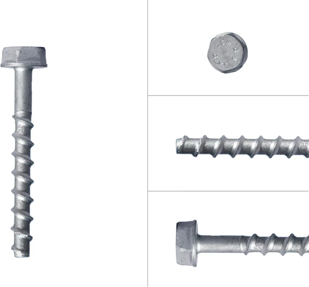 Vis à béton galvanisées M6 x 60 mm tête hexagonale SW13 - Boîte de 100