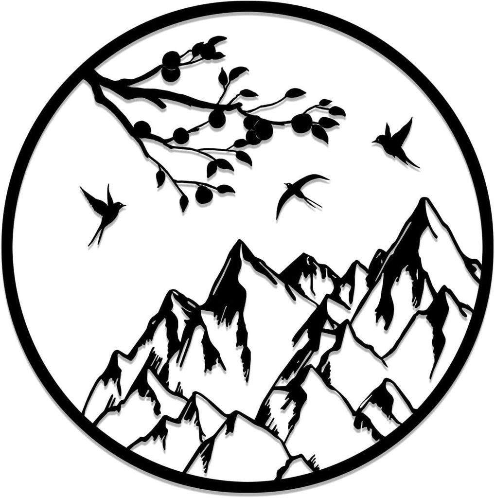 Berg + Metallast – minimalistische rustikale Wanddekoration, für drinnen und draußen (50 cm)