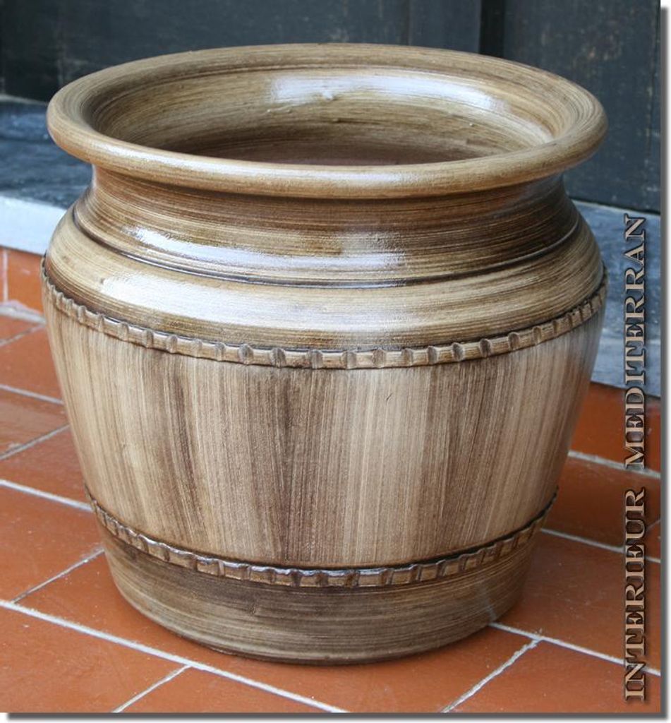 ÜBERTOPF KERAMIK ca.30 CM groß - Modell KLASSIK Nr.2 Schwarzbraun