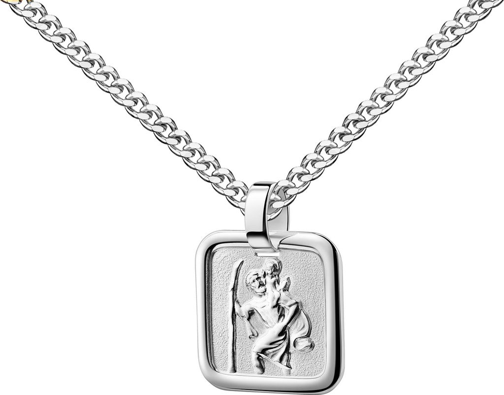Christophorus-Anhänger 925 Silberanhänger für Damen und Herren. Mit Kette 70 cm
