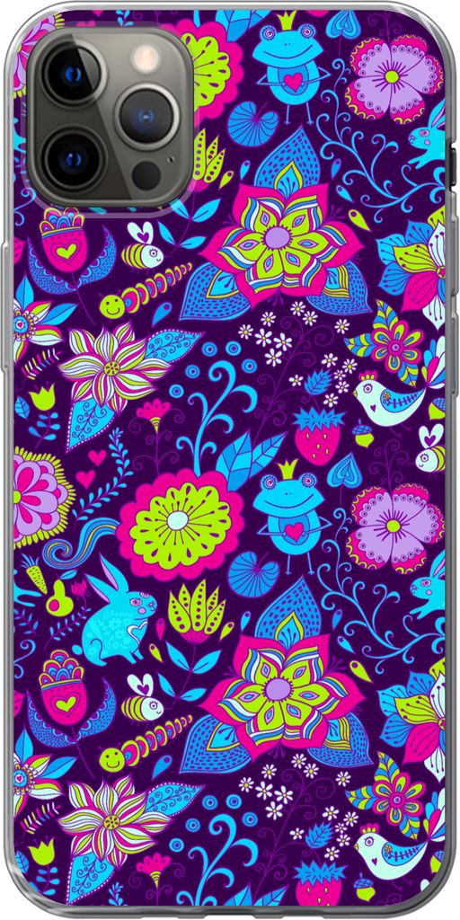 MuchoWow Handyhülle Schutzhülle Hülle für Telefoonhoesje iPhone 12 Pro Max Mädchen - Kaninchen - Rosa - Muster - Mädchen - Kinder - Kinder ...