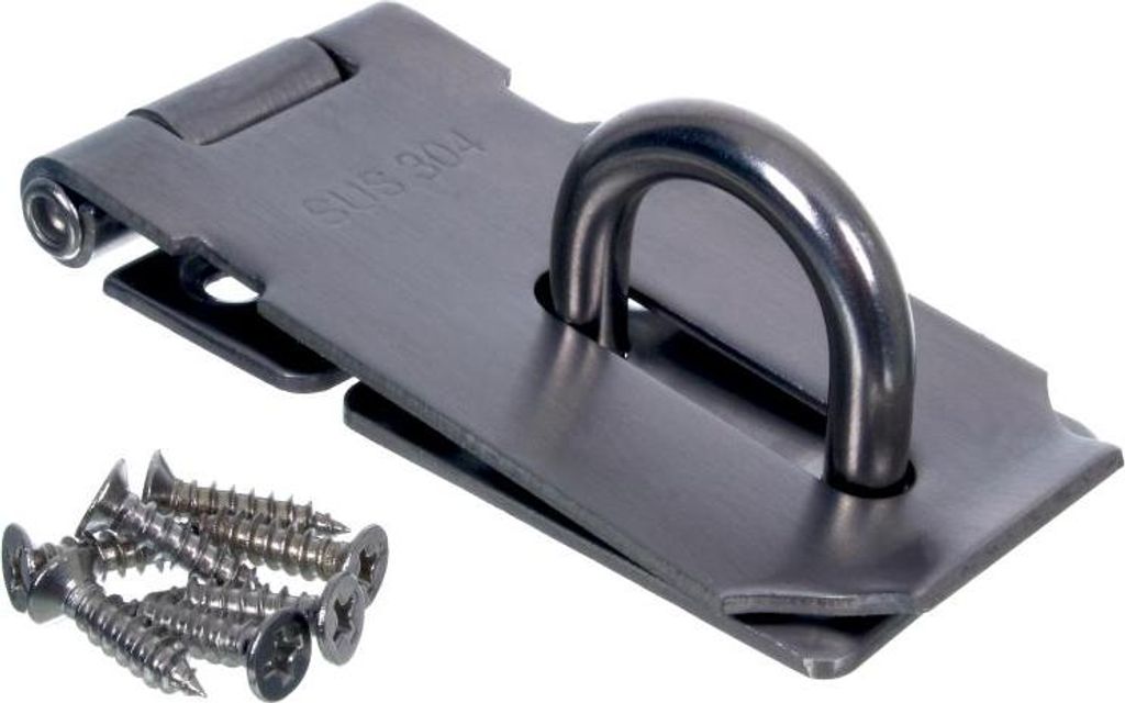NAJDER Hochleistungs Haspe Staple Sicherheits Türriegel mit Schrauben, 2 Stück, Modell wrx2 80 mm, Edelstahl Vorhängeschloss Haspe, Türverschlu...